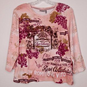 Nicole Miller Rosé Colledoro 3/4 Sleeves Top "L"